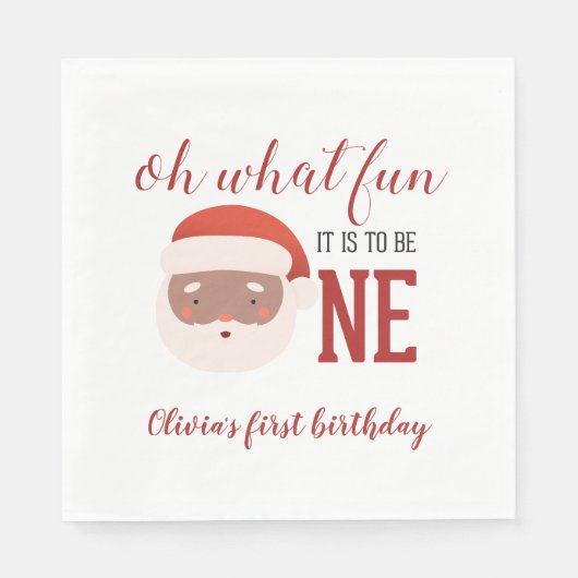 Serviette En Papier Noël Père Noël premier anniversaire (Devant)