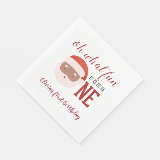 Serviette En Papier Noël Père Noël premier anniversaire (Coin)