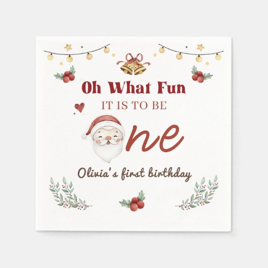 Serviette En Papier Noël Père Noël premier anniversaire (Devant)