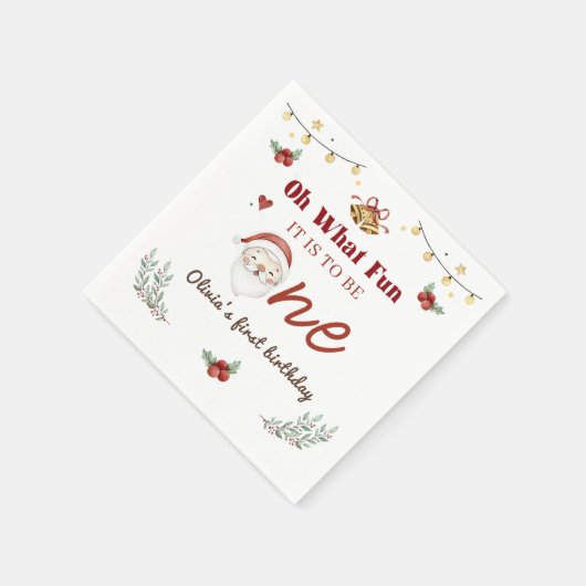 Serviette En Papier Noël Père Noël premier anniversaire (Coin)