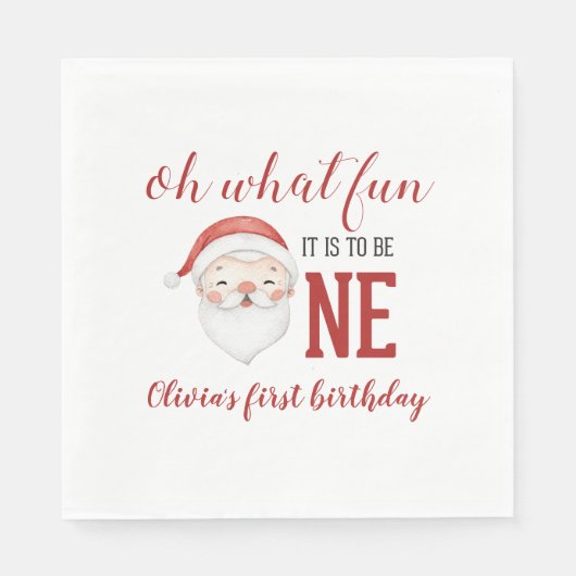 Serviette En Papier Noël Père Noël premier anniversaire (Devant)