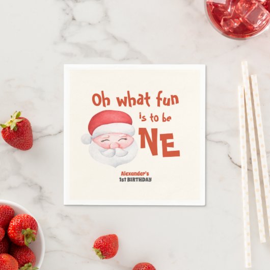 Serviette En Papier Noël Père Noël premier anniversaire (En situation)