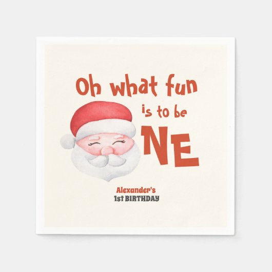 Serviette En Papier Noël Père Noël premier anniversaire (Devant)