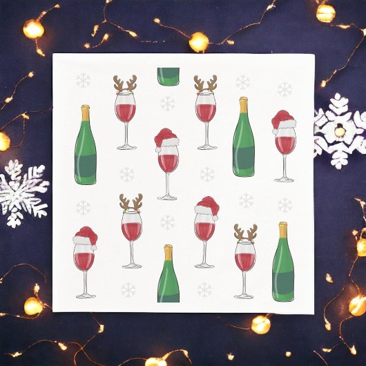 Serviette En Papier Noël Père Noël Reindeer Vin Fête de la neige