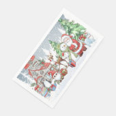 Serviette En Papier Noël Père Noël Snowman Rudolph (Coin)