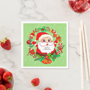 Serviette En Papier Noël Père Noël Stocking Cane Présente Holly