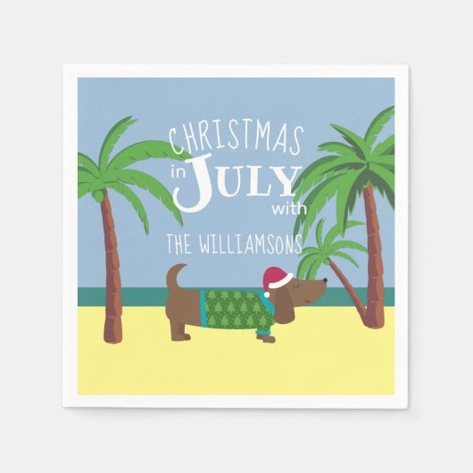 Serviette En Papier Noël personnalisé en juillet Carré de fête (Devant)