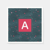 Serviette En Papier Noël Personnalisé Monogramme Rouge Vert Vacances (Devant)