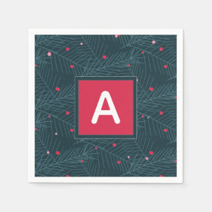 Serviette En Papier Noël Personnalisé Monogramme Rouge Vert Vacances