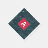 Serviette En Papier Noël Personnalisé Monogramme Rouge Vert Vacances (Coin)