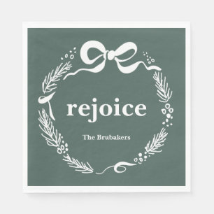 Serviette En Papier Noël Personnalisé Pin Sage Original Ruban Réjouiss
