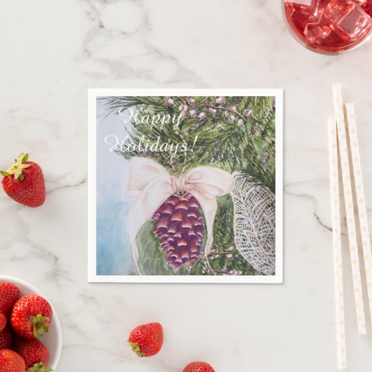 Serviette En Papier Noël Pine Cone et Bow Party (En situation)