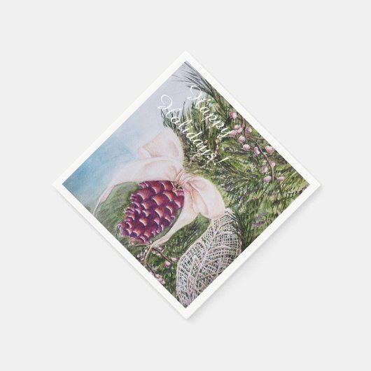 Serviette En Papier Noël Pine Cone et Bow Party (Coin)