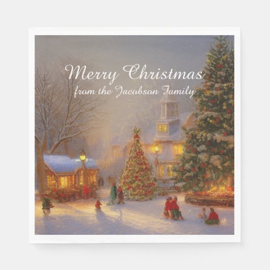 Serviette En Papier Noël pittoresque De Neige Dans Un Village Pittores (Devant)