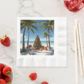 Serviette en papier Noël Plage Tropicale Palmier (En situation)