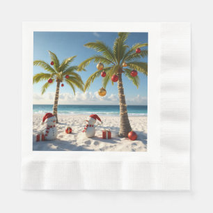 Serviette en papier Noël Plage Tropicale Palmier
