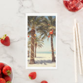 Serviette En Papier Noël Plage Tropicale Palmier (En situation)