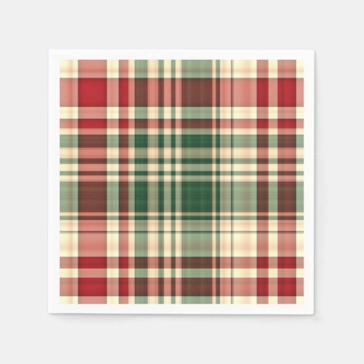 Serviette En Papier Noël Plaid 06-PAPIER PARTY NAPKINS (Devant)