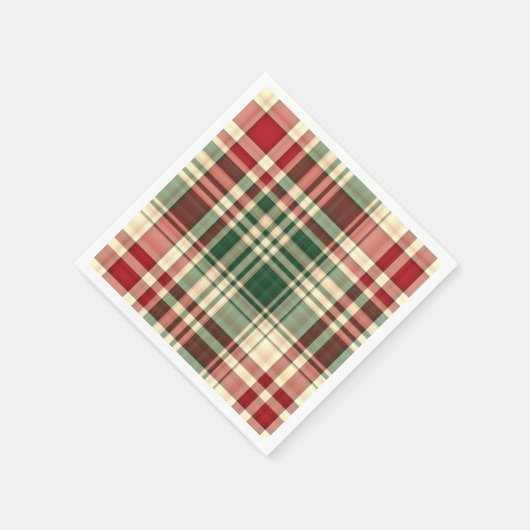 Serviette En Papier Noël Plaid 06-PAPIER PARTY NAPKINS (Coin)