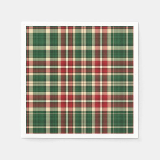 Serviette En Papier Noël Plaid 08-PAPIER PARTY NAPKINS (Devant)