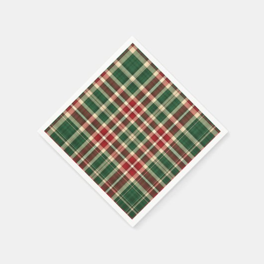 Serviette En Papier Noël Plaid 08-PAPIER PARTY NAPKINS (Coin)