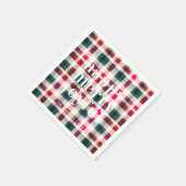 Serviette En Papier Noël Plaid moderne | Joyeux Joyeux (Coin)