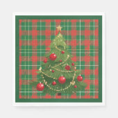 Serviette En Papier Noël Plaid Vert, Rouge, Or, Blanc (Devant)
