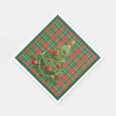 Serviette En Papier Noël Plaid Vert, Rouge, Or, Blanc (Coin)