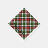 Serviette En Papier Noël PLAN NOM Rouge Vert Noir Classique (Coin)