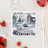 Serviette En Papier Noël, Plaque en papier Vintage (En situation)