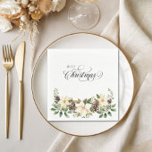 Serviette En Papier Noël Poinsettia blanc