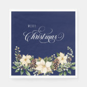 Serviette En Papier Noel Poinsettia bleu (Devant)