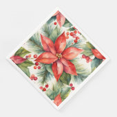 Serviette En Papier Noël Poinsettia et Holly Berries (Coin)