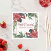 Serviette En Papier Noël Poinsettia hiver juste marié Mariage (En situation)