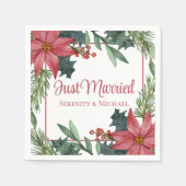 Serviette En Papier Noël Poinsettia hiver juste marié Mariage (Devant)