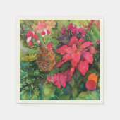 Serviette En Papier Noel Poinsettia peinture aquarelle originale (Devant)
