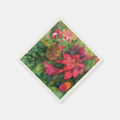 Serviette En Papier Noel Poinsettia peinture aquarelle originale (Coin)