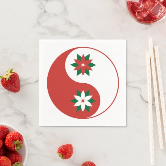 Serviette En Papier Noël Poinsettia Yin Yang (En situation)