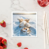 Serviette En Papier Noël Porté Collie Ange Neige (En situation)