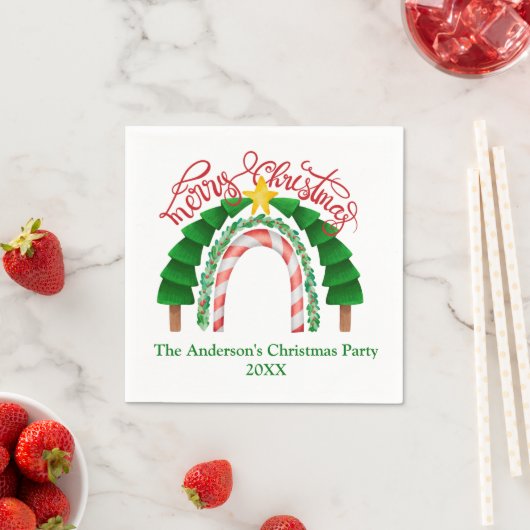 Serviette En Papier Noël Rainbow Red Green Christmas (En situation)