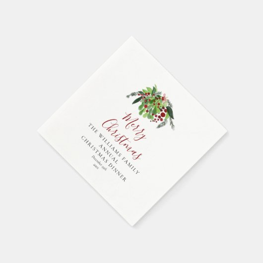Serviette En Papier Noël Red Berries (Coin)