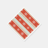 Serviette En Papier Noël Red Mint Stripes Snowflakes Motif (Coin)