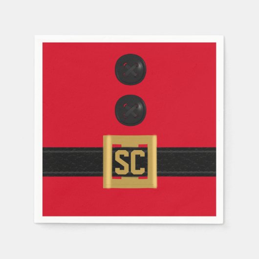 Serviette En Papier Noël Red Père Noël Suit Belt Monogram (Devant)