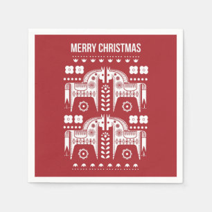 Serviette En Papier Noël Red Reindeer Forêt scandinave nordique