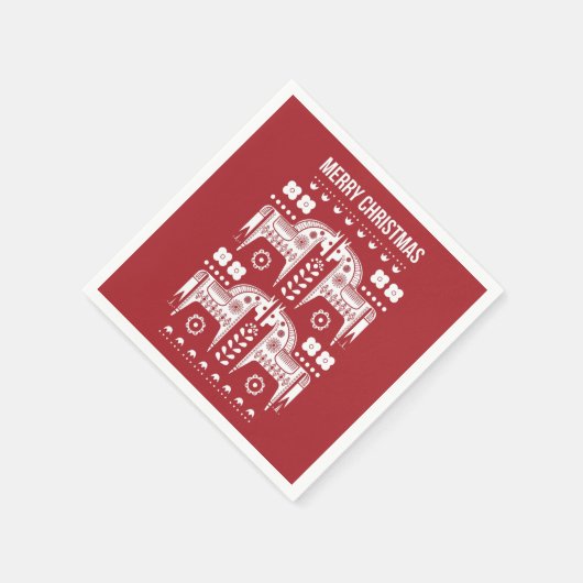 Serviette En Papier Noël Red Reindeer Forêt scandinave nordique (Coin)