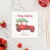 Serviette En Papier Noël Red Truck Vacances (En situation)