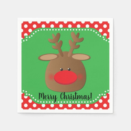 Serviette En Papier Noël Reindeder Polka Dot Party Personnalisé (Devant)