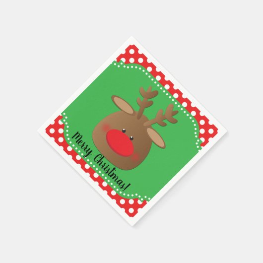 Serviette En Papier Noël Reindeder Polka Dot Party Personnalisé (Coin)