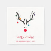 Serviette En Papier Noël rennes blanc rouge nom (Devant)