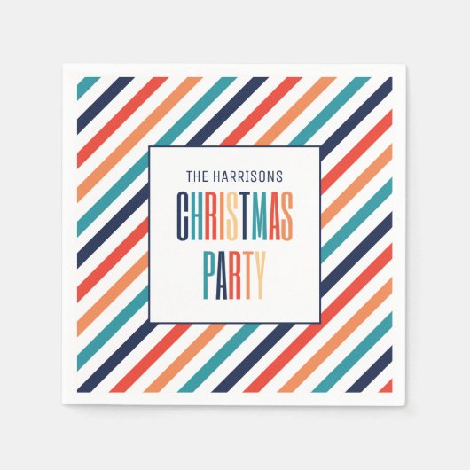 Serviette En Papier Noël Retro Grandes Colorées Joyeux & Lumineux (Devant)